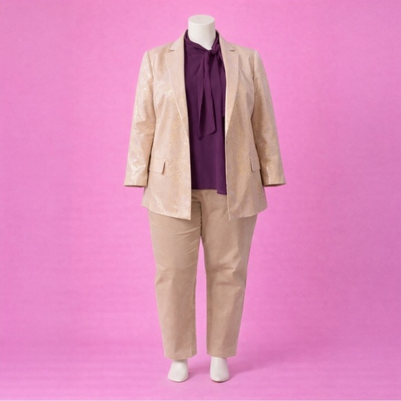 Tan Blazer and his Pants with Purple Blouse 3pcs - Picture 4 of 8